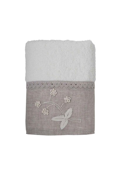 ECOCOTTON - Ecocotton Ayliz Organic Cotton Embroidered Woman's Bath Towel 80x150 cm