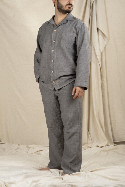 ECOCOTTON - Ecocotton Melsa Organic Cotton Muslin Men's Pyjamas Set (1)
