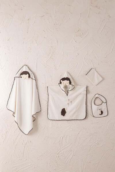 ECOCOTTON - Ecocotton Migala Organic Cotton Embroidered Baby Poncho Set