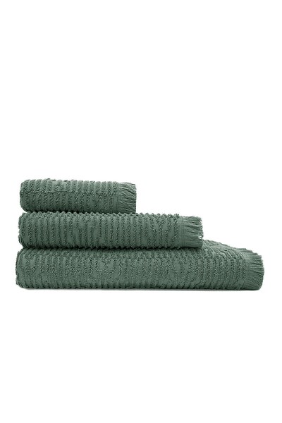 GREEN BLACK - Green Black Anisa Cotton Air Twist 3 Pcs Bath Towel Set