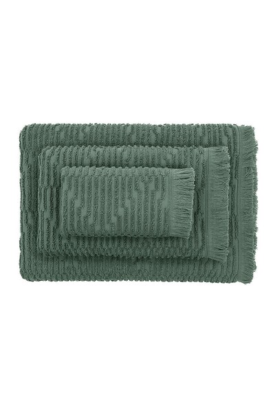 GREEN BLACK - Green Black Anisa Cotton Air Twist 3 Pcs Bath Towel Set (1)