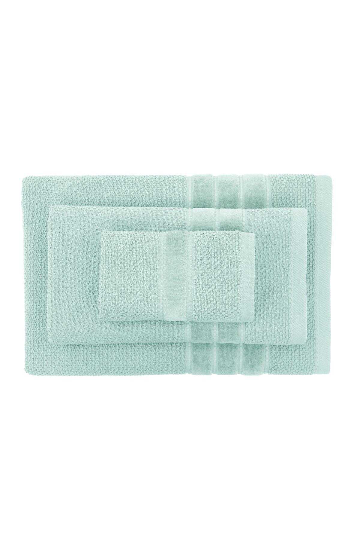 Green Black Anna Cotton Air Twist 3 Pcs Bath Towel Set