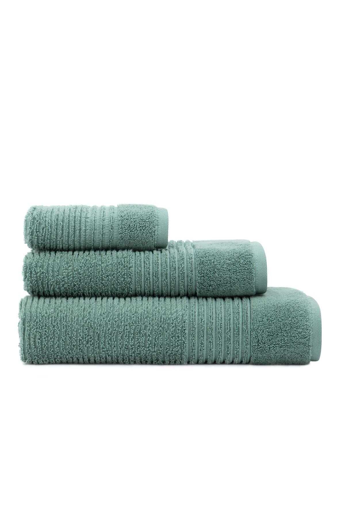 Green Black Arina Cotton Air Twist 3 Pcs Bath Towel Set