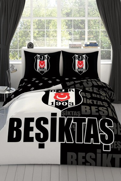 TAÇ - Taç Lisanslı Beşiktaş Logo Pamuklu Çift Kişilik Nevresim Takımı