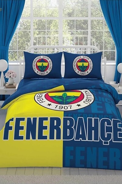 TAÇ - Taç Lisanslı Fenerbahçe Logo Pamuklu Çift Kişilik Nevresim Takımı